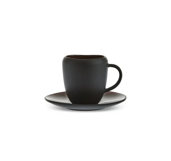 Karaca Earth Collection New Galactic, 2-delige koffiekopjesset voor 1 persoon, 100 ml, zwart