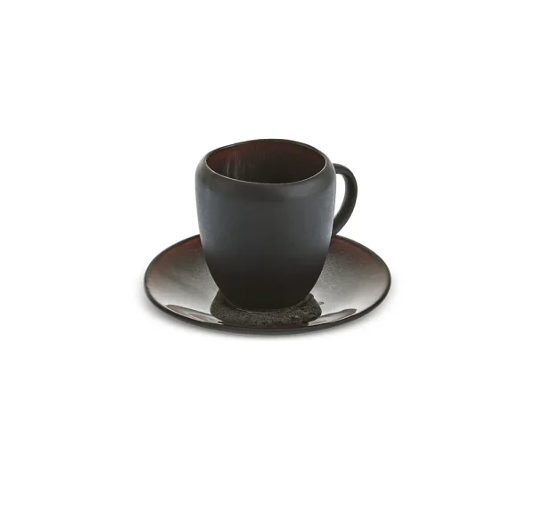 Karaca Earth Collection New Galactic, 2-delige koffiekopjesset voor 1 persoon, 100 ml, zwart
