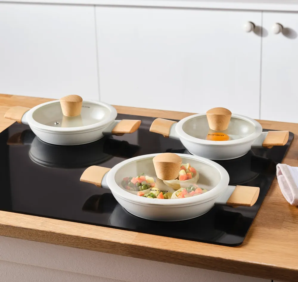 Karaca Swiss Crystal Almond, 6-delige set ondiepe pannen, geschikt voor inductie - Afbeelding 7