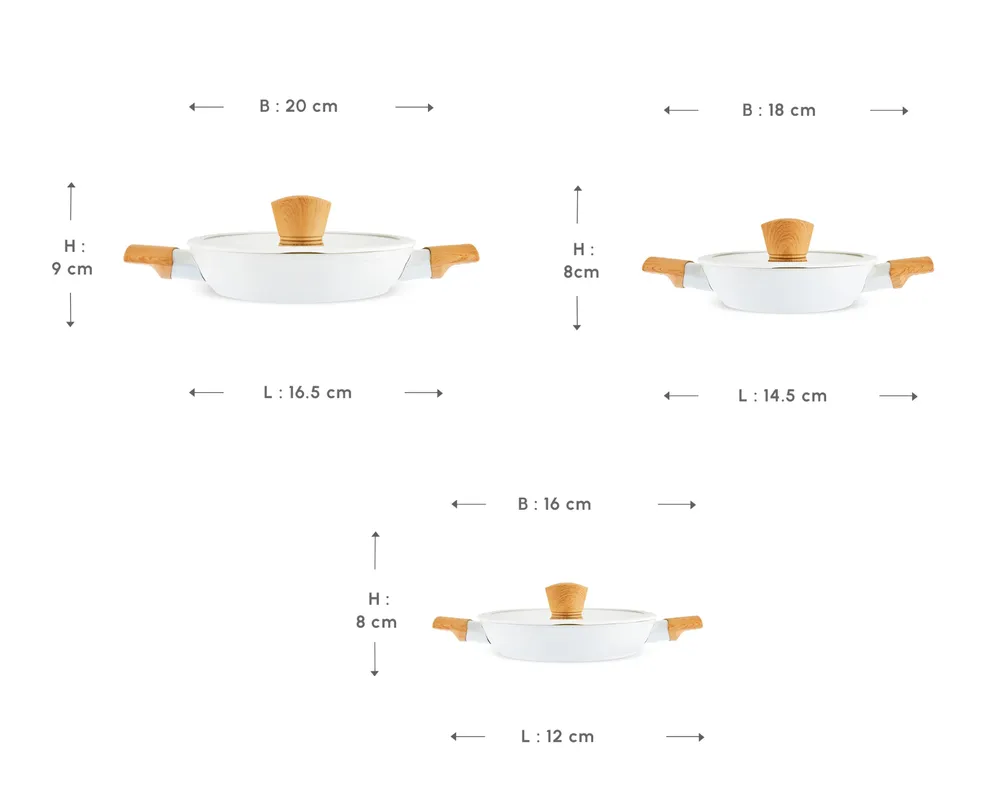 Karaca Swiss Crystal Almond, 6-delige set ondiepe pannen, geschikt voor inductie - Afbeelding 1