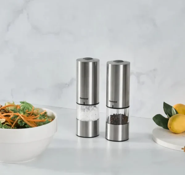 Homend Grindgo 6003 2-delige oplaadbare kruidenmolen set, Inox