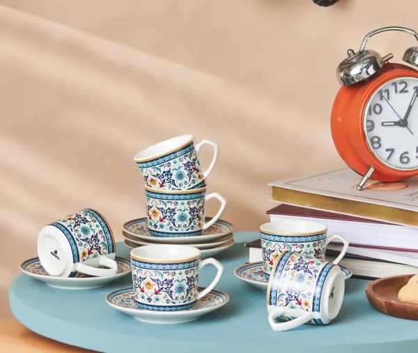 Karaca Beylerbeyi koffiekopjesset voor 6 personen, 80 ml