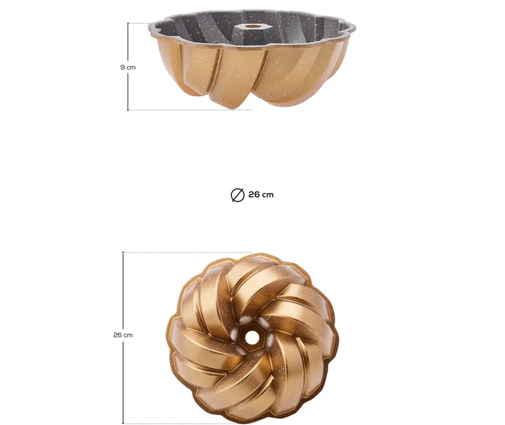 Karaca gegoten aluminium gevlochten gouden cakevorm 26 cm - Afbeelding 3