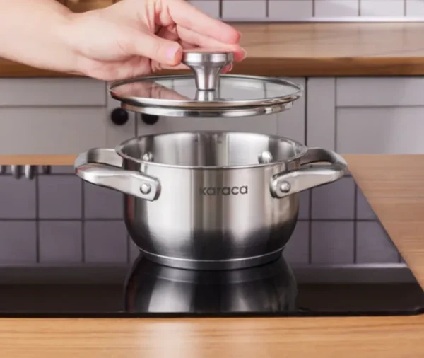 Karaca Elite roestvrijstalen inductie kookpot met deksel, 14 cm, zilver