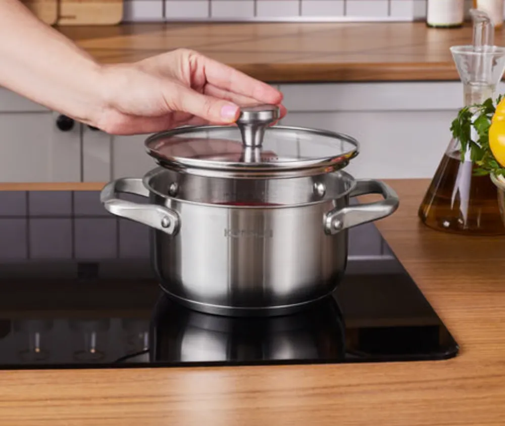 Karaca Elite roestvrijstalen inductie kookpot met deksel, 16 cm, zilver - Afbeelding 1