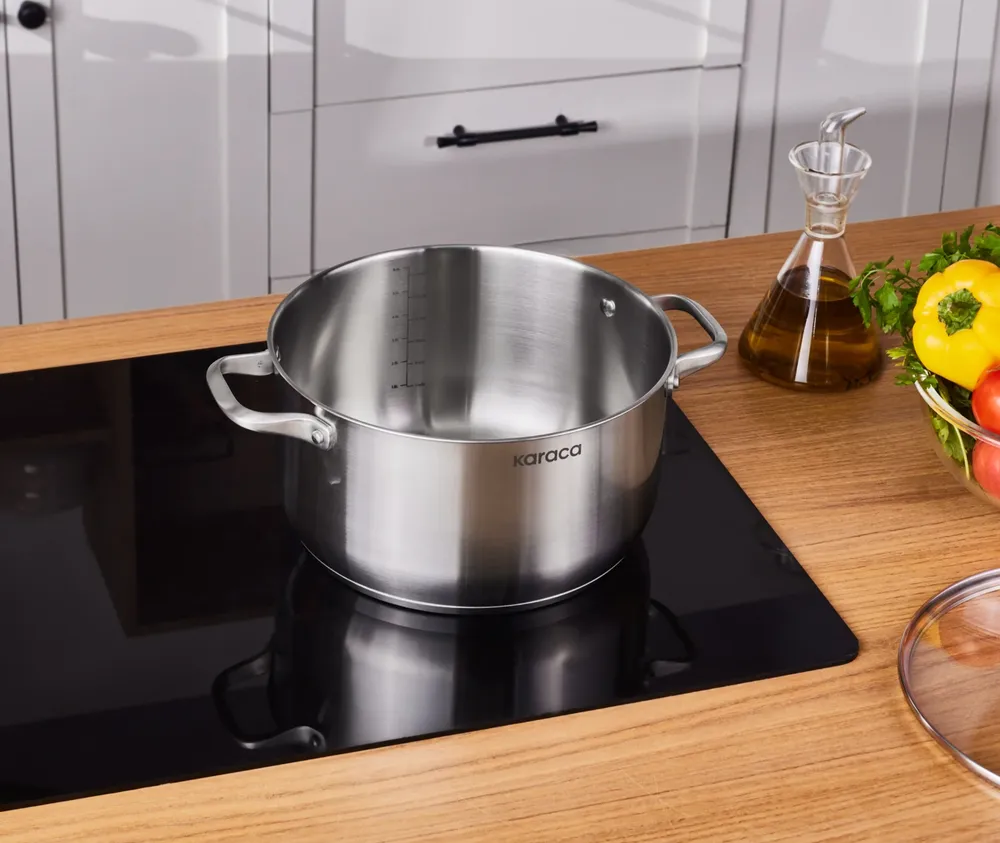 Karaca Elite roestvrijstalen inductie kookpot met deksel, 30 cm, zilver - Afbeelding 2