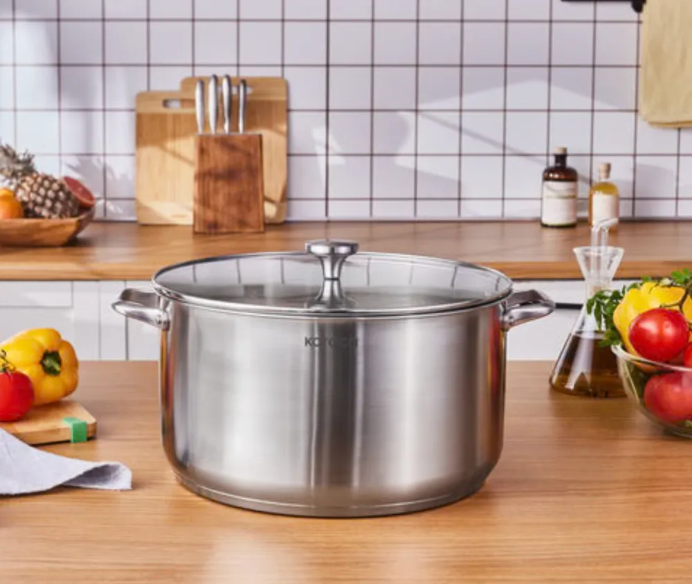 Karaca Elite roestvrijstalen inductie kookpot met deksel, 34 cm, zilver