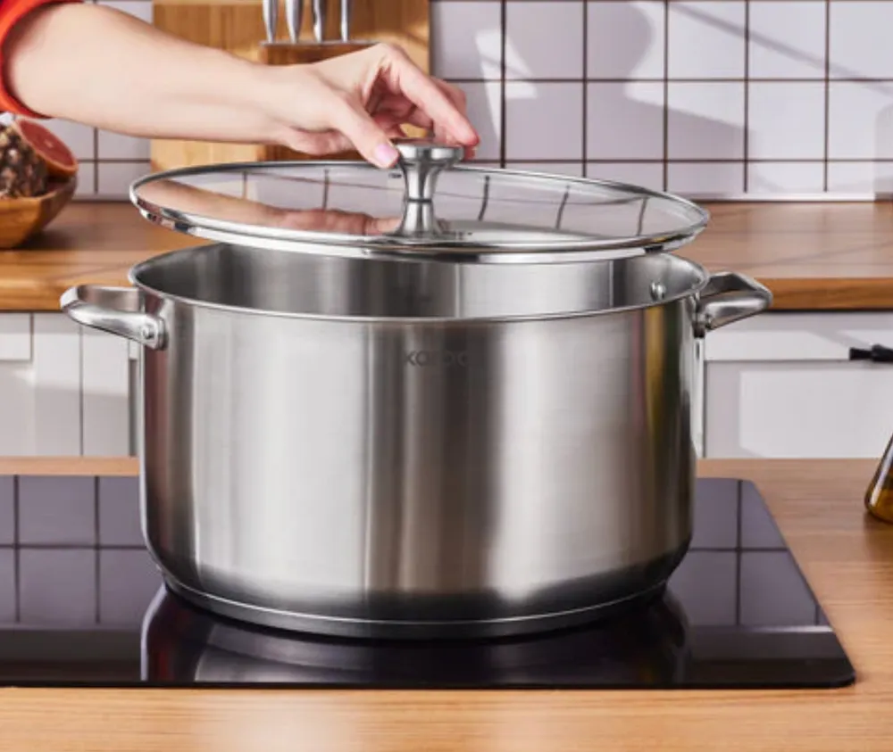 Karaca Elite roestvrijstalen inductie kookpot met deksel, 34 cm, zilver - Afbeelding 1