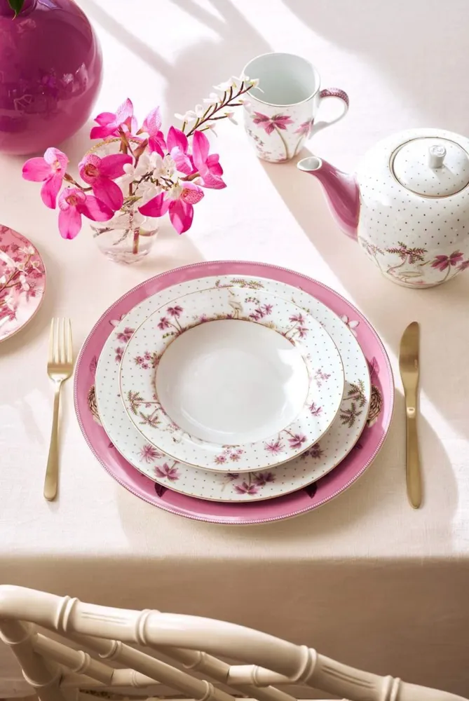Pip Studio Diep Bord Jolie Stippen Goud Roze 21.5cm - Afbeelding 1