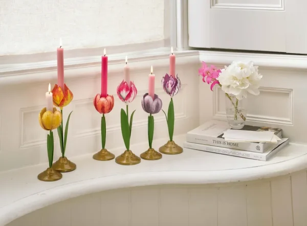 Pip Studio Set/2 Tulp Kandelaars Metaal Lila