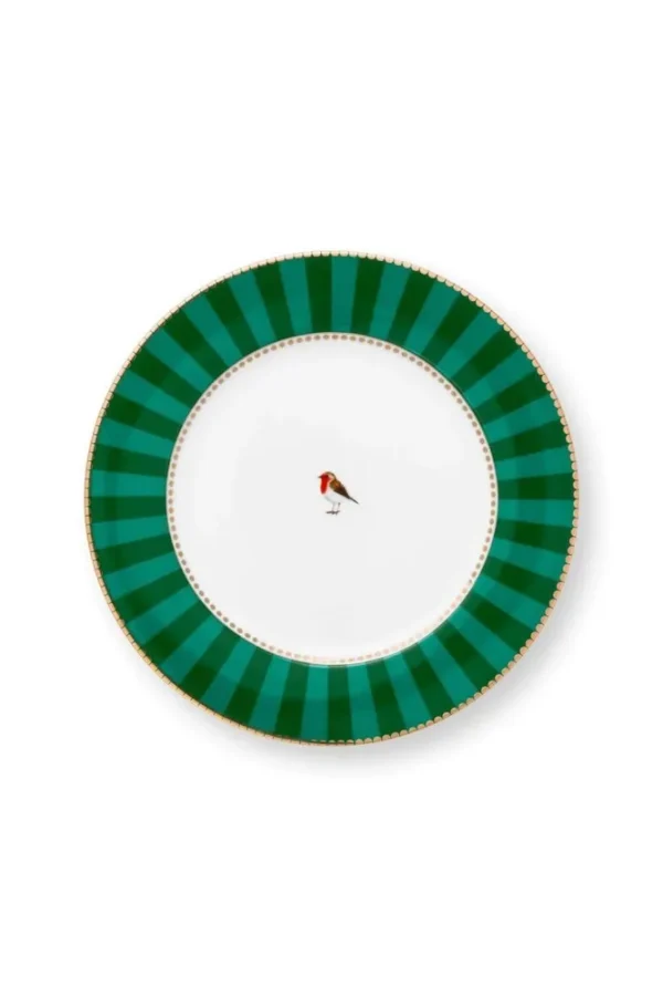 Pip Studio Love Birds Ontbijtbord Strepen Groen 21cm
