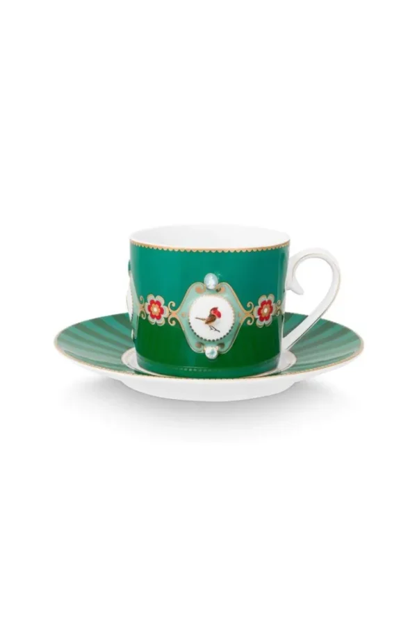 Pip Studio Love Birds Cappuccino Kop & Schotel Groen