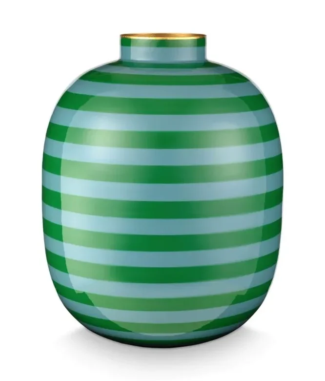 Pip Studio Metalen Vaas Stripes Groen 32cm