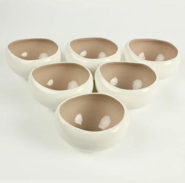 Sara porseleinen kom | Wit-Beige | 12,2 cm