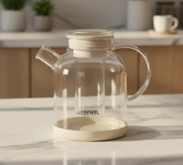 Glazen theepot 1,5 l beige