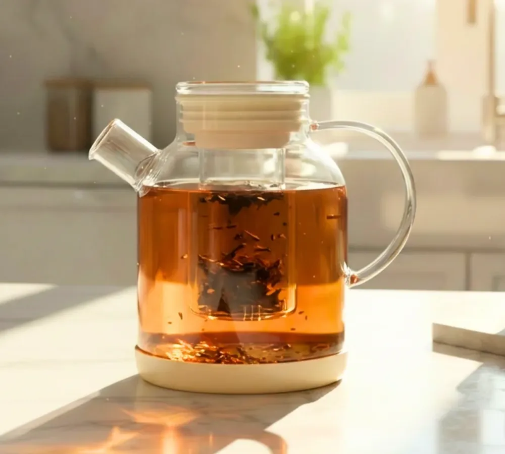 Glazen theepot 1,5 l beige - Afbeelding 2
