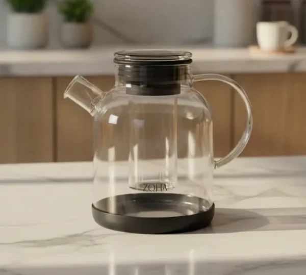 Glazen theepot 1,5 l zwart