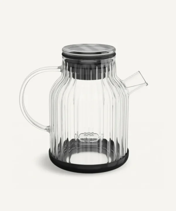 Stripe glazen theepot 1,5 l zwart