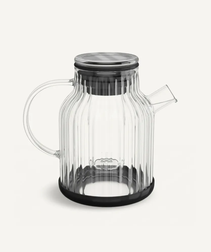 Stripe glazen theepot 1,5 l zwart