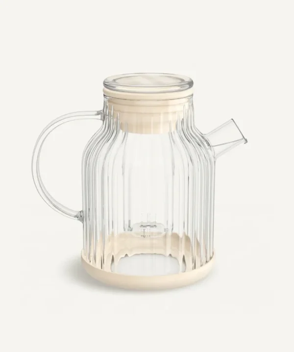 Stripe glazen theepot 1,5 l beige