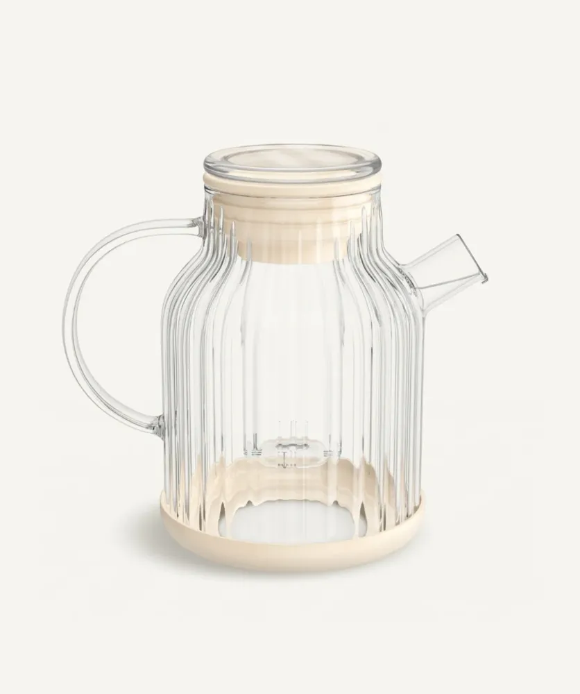Stripe glazen theepot 1,5 l beige