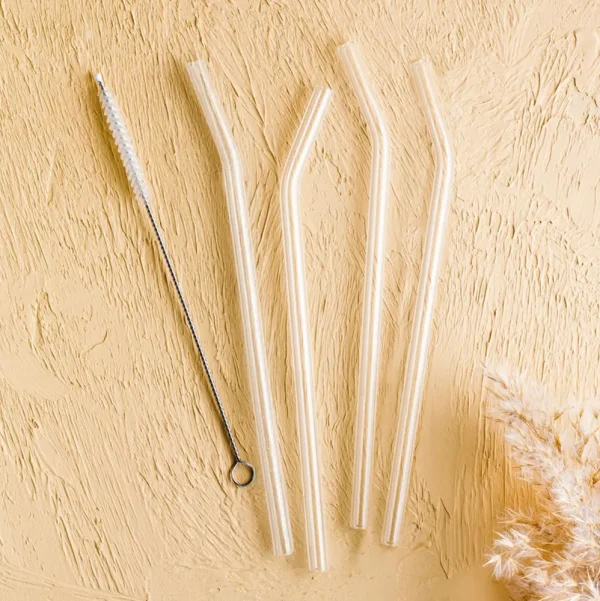 Glazen rietjes gebogen | 5-delig | 20 cm