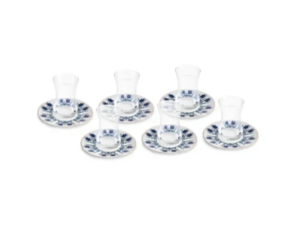 Karaca Iznik 12-delige Turkse theeset voor 6 personen, 130 ml, blauw