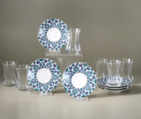 Karaca Edirne 12-delige Turkse theeset voor 6 personen, 130 ml, multi