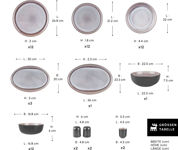 Karaca Earth Collection Mercure 59-Delige 12-Persoons Serviesset