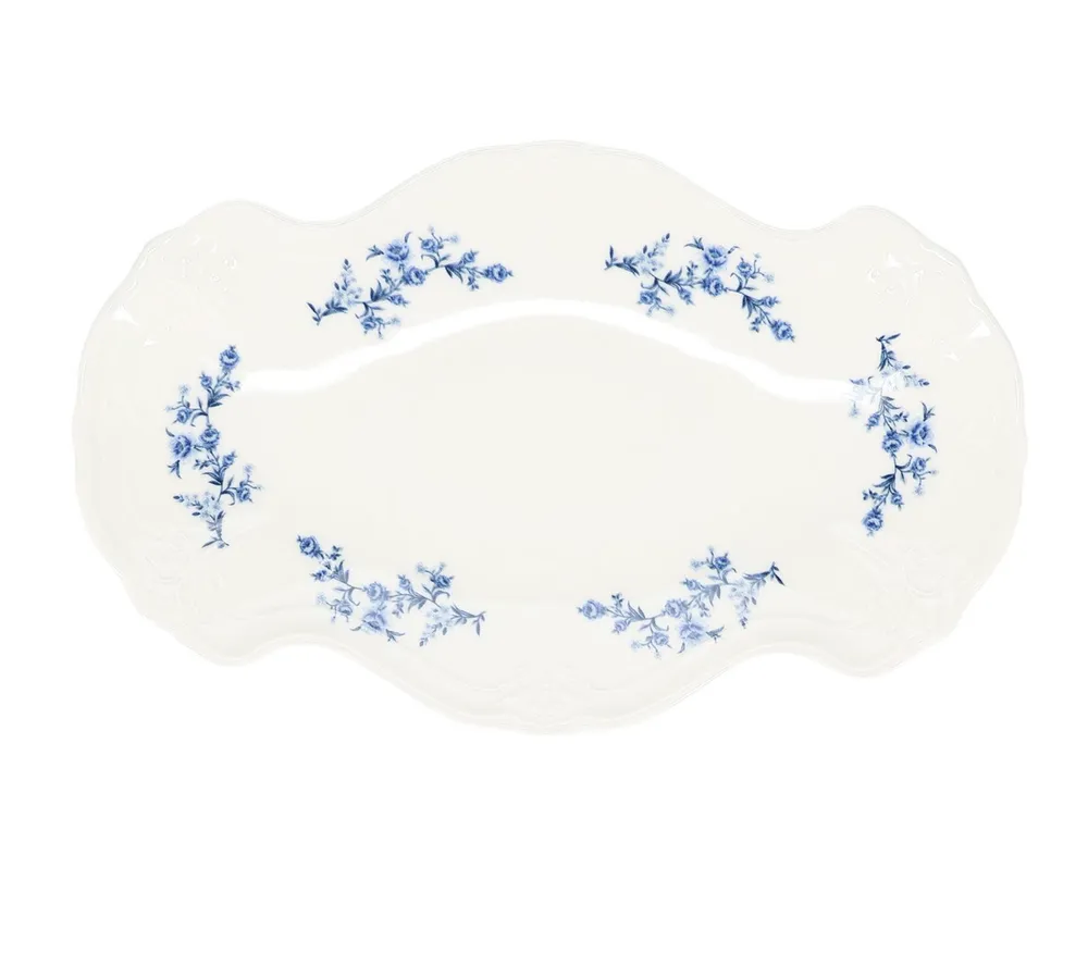Serveerschaal 39X25CM Blue Flower Retro