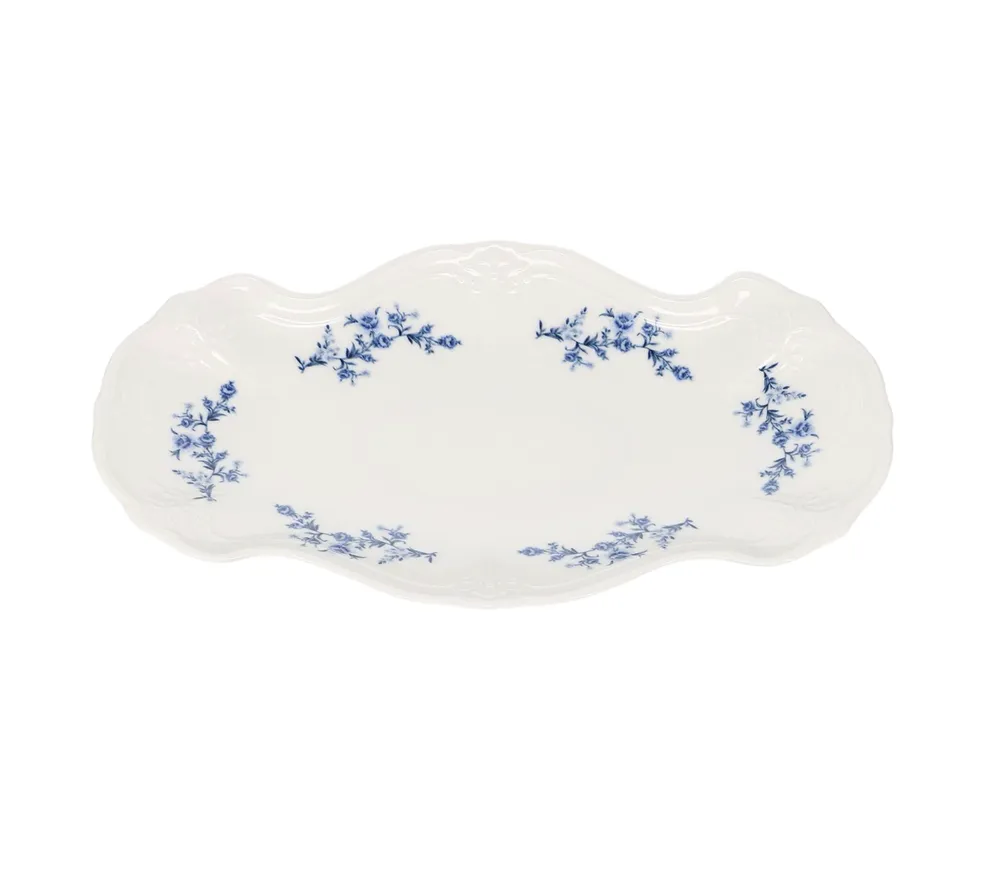Serveerschaal 39X25CM Blue Flower Retro - Afbeelding 1