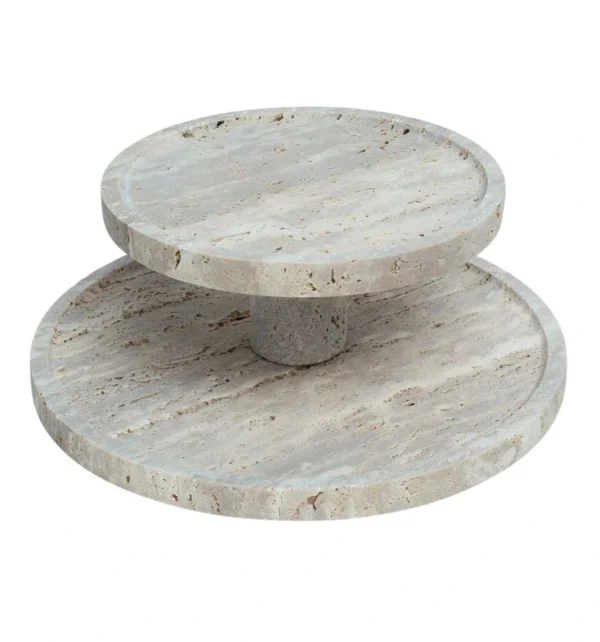 Travertine Etagere  2-Laags| Ø20 - Ø28 CM