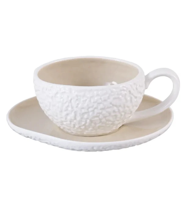 Sara Stone Koffieset | Wit-Beige 12-Delig