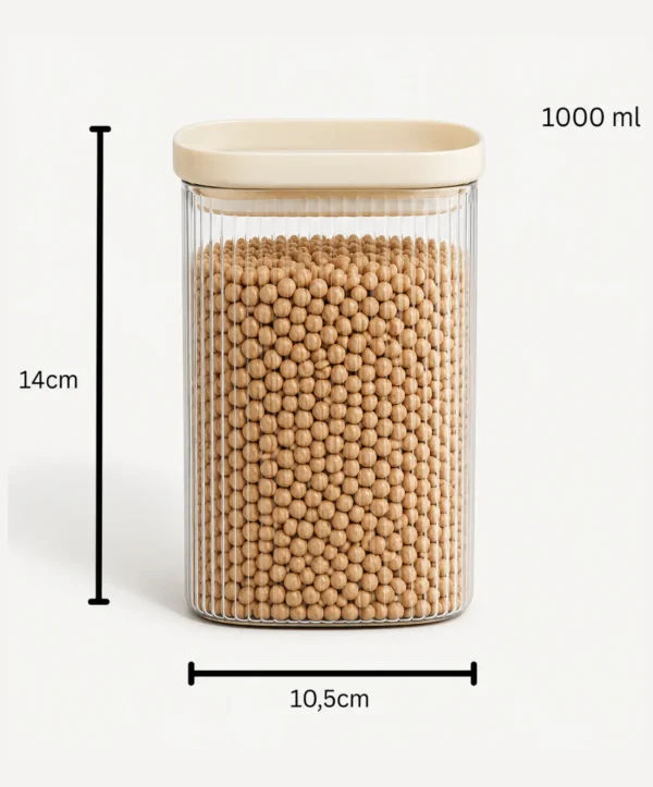Beige Stripe Geribbelde Glazen Voorraadpot - 1000 ml