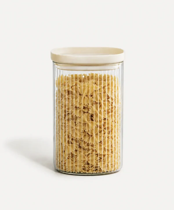 Beige Stripe Geribbelde Glazen Voorraadpot - 1500 ml