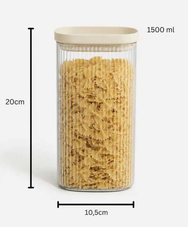 Beige Stripe Geribbelde Glazen Voorraadpot - 1500 ml