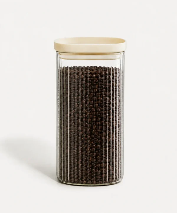 Beige Stripe Geribbelde Glazen Voorraadpot - 2000 ml