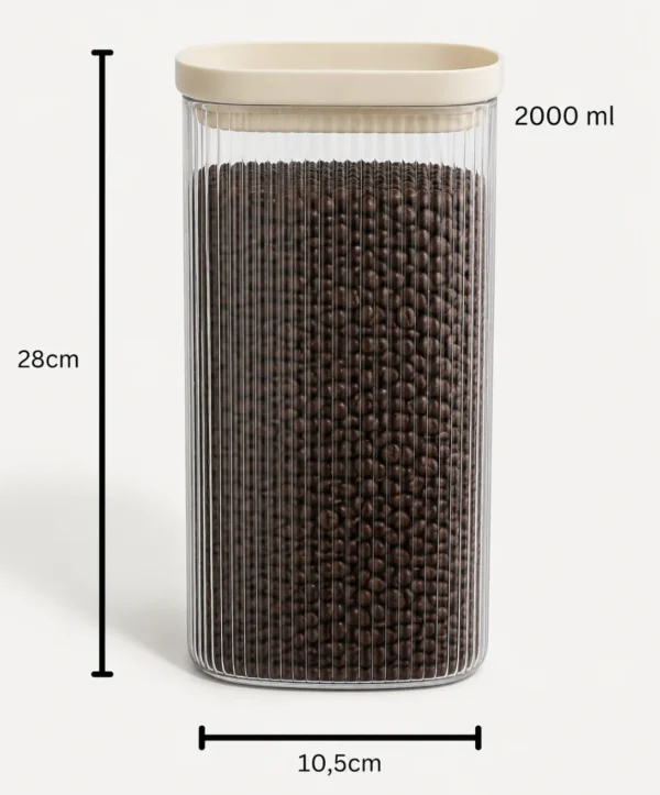 Beige Stripe Geribbelde Glazen Voorraadpot - 2000 ml