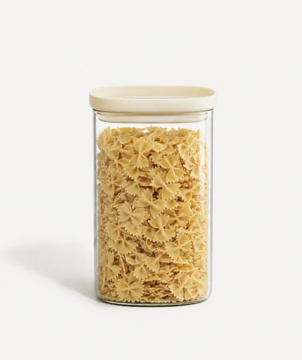 Beige Glazen Voorraadpot – 1500 ml