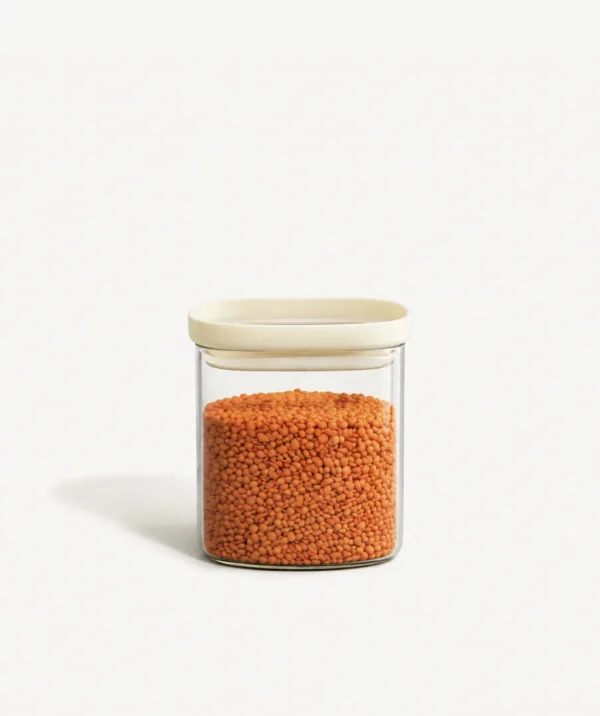 Beige Glazen Voorraadpot – 500 ml