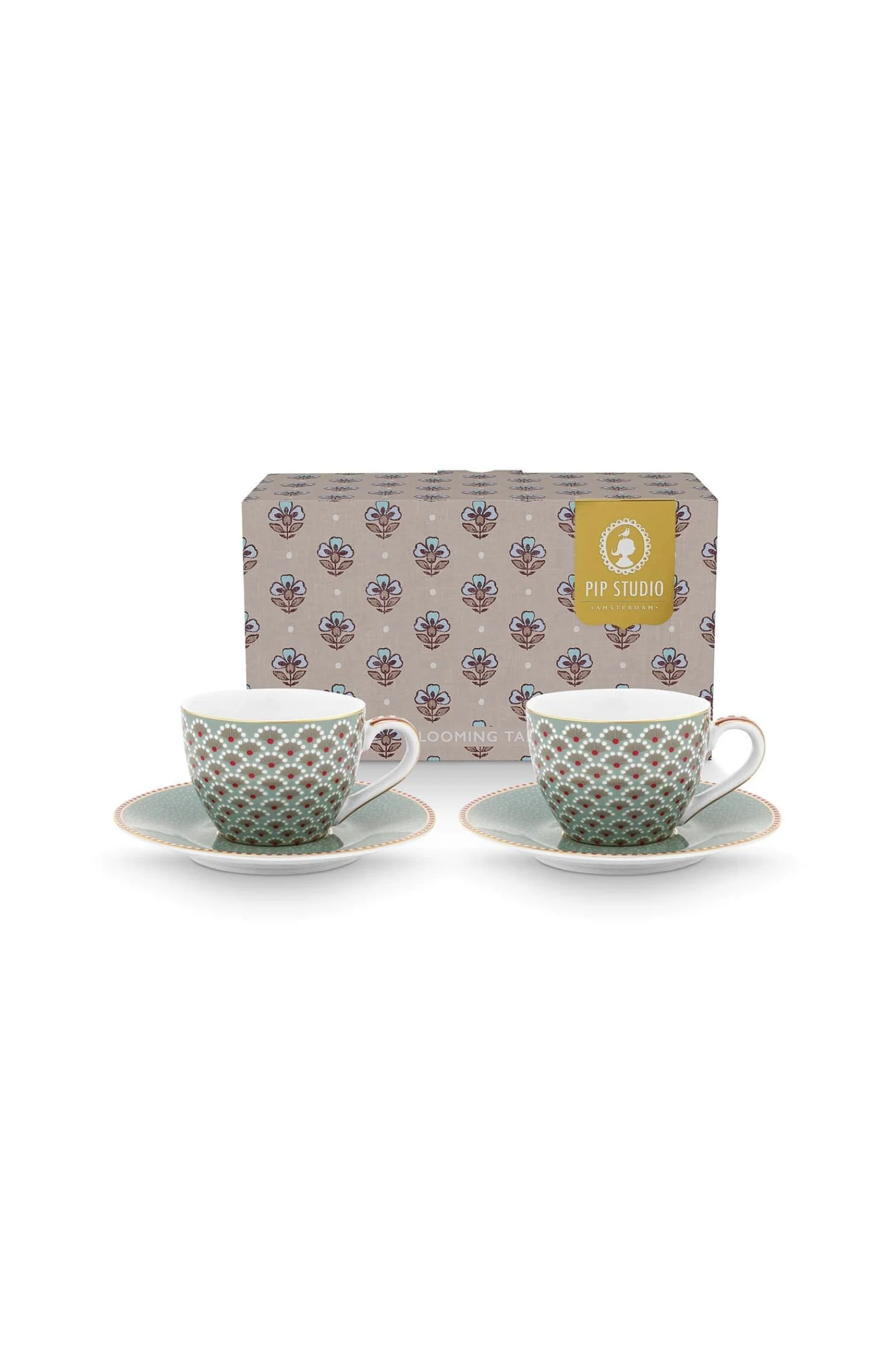 PIP Studio Set/2 Espresso Kop & Schotel Blooming Tales Blauw 120ml