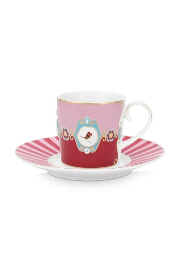 PIP Studio Love Birds Cappuccino Kop & Schotel Rood/Roze