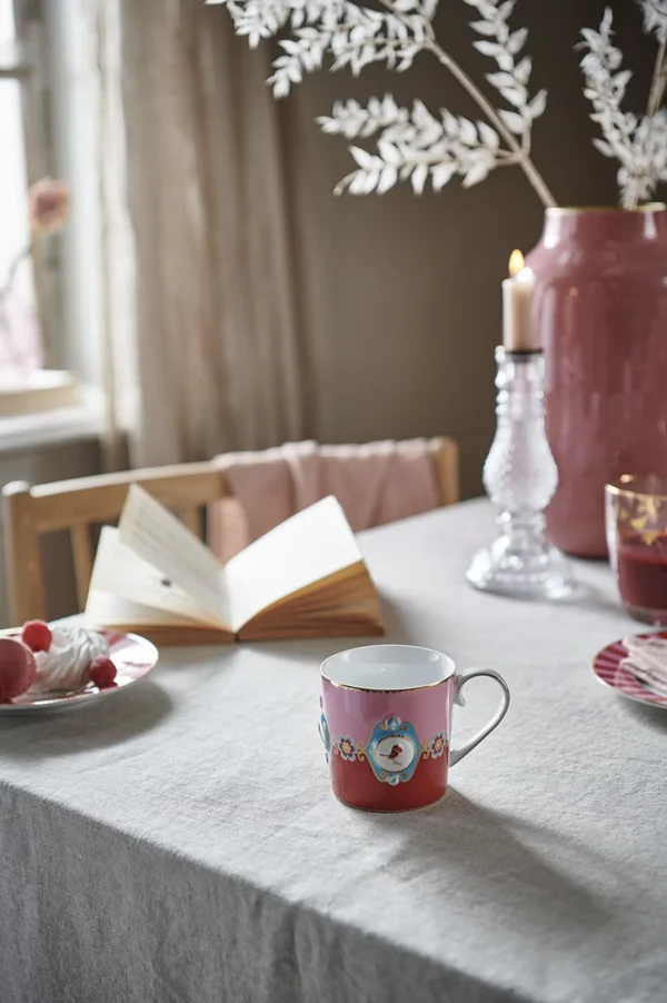 PIP Studio Love Birds Cappuccino Kop & Schotel Rood/Roze