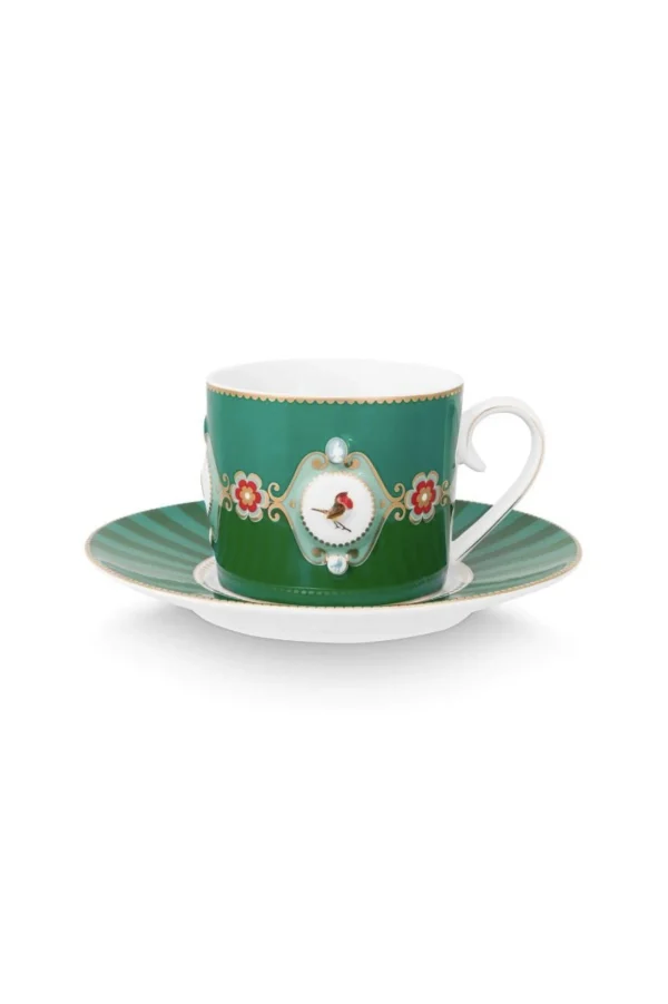 PIP Studio Love Birds Cappuccino Kop & Schotel Groen