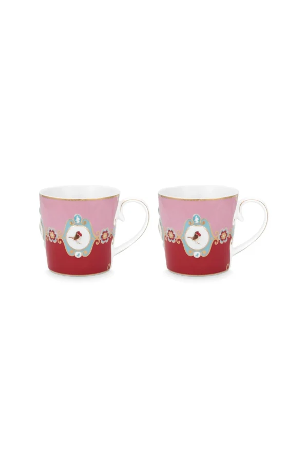 PIP Studio Set/2 Mokken Groot Love Birds Medallion Rood-Roze