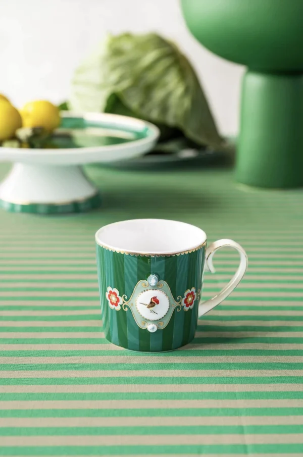PIP Studio Set/2 Mokken Klein Love Birds Medallion Gestreept Emerald-Groen