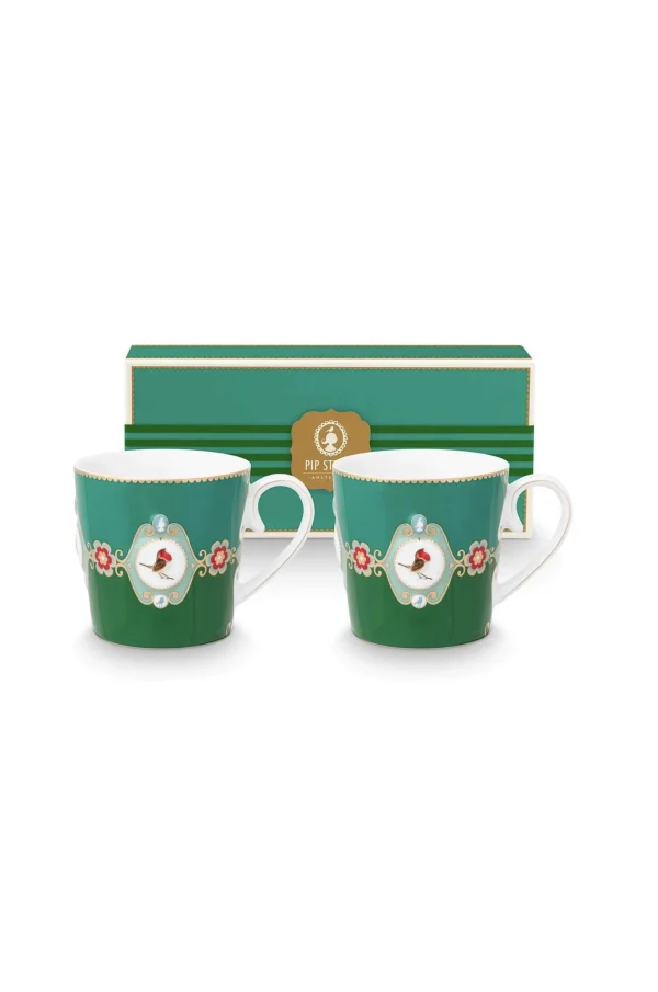 PIP Studio Set/2 Mokken Groot Love Birds Medallion Emerald-Groen