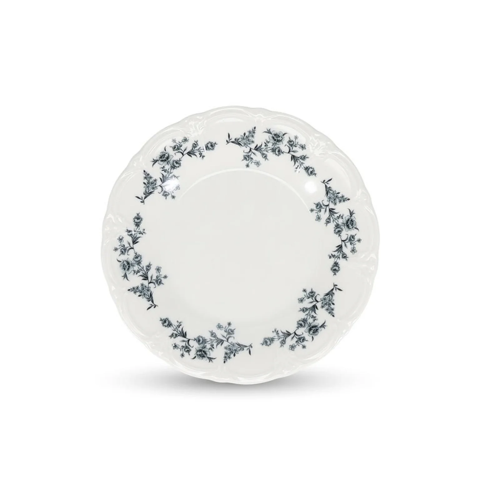 Bon Bistro Plat Bord 27cm Black Flower Retro