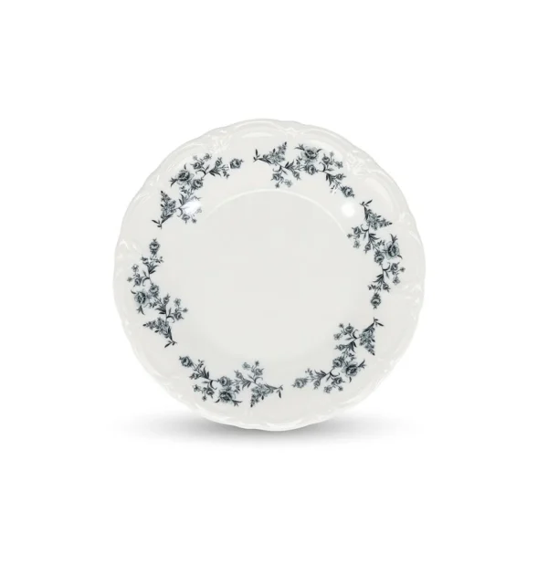 Bon Bistro Plat Bord 20,5cm Black Flower Retro