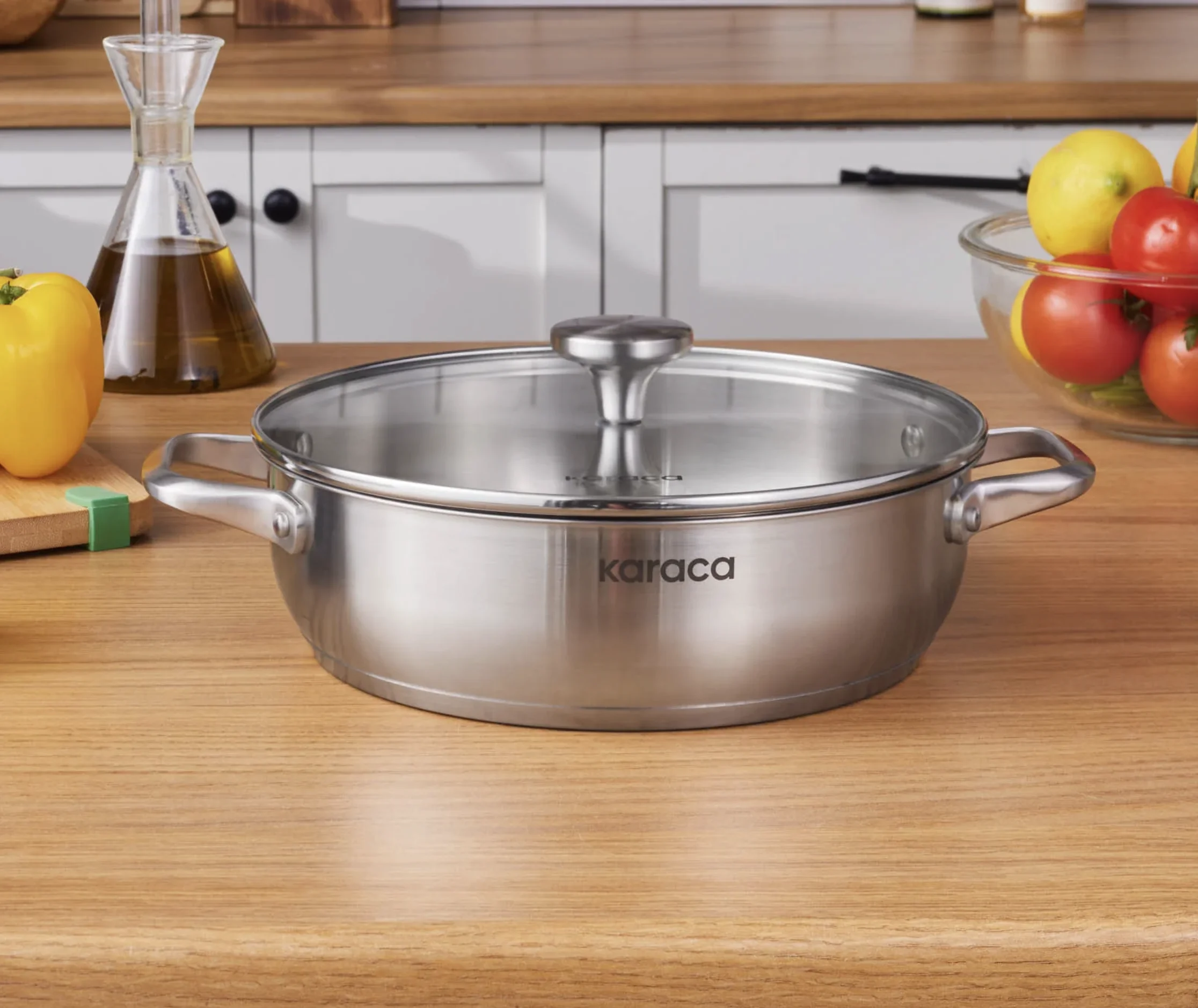 Karaca Elite Steel ondiepe kookpot 26 cm – 3,4 Liter